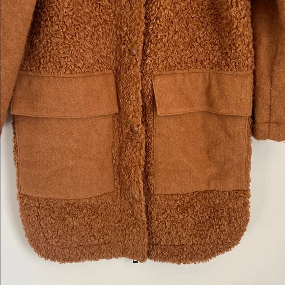 Bimba y Lola Long Coat Topcoat Sherpa Teddy Quiet Luxury Sz XS